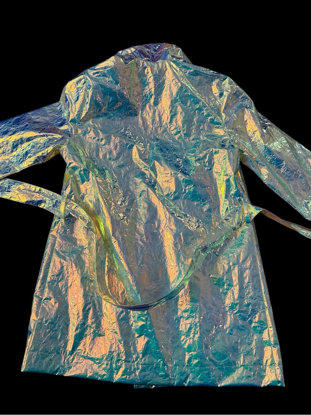 Current Mood Iridescent Holographic Unicorn Crinkle-Textured Jacket Belted Small - Picture 9 of 16